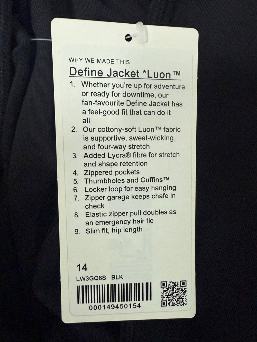 LuluLemon Define Jacket Luon in Black - Picture 7 of 8